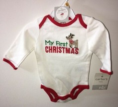 NWT CARTER&#39;S White Bodysuit NEWBORN BABY My First Christmas Little Colle... - £10.76 GBP