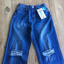 YMI Dream Jeans Wide Leg 90’s Full Length NEW Hi Rise Raw Distressed Sz ... - $32.00