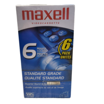 6 Maxell T-120 VHS VCR Video Tapes 6 Hour Blank Standard Grade Video Cassette - £27.90 GBP