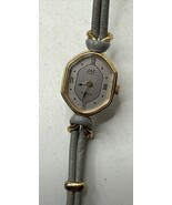 JAZ Paris France Ladies Watch Grey Cord Band NEW BATTERY Gold Plated - $545.51 MXN