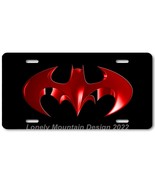 Cool Batman Inspired Art Red on Black FLAT Aluminum Novelty License Tag ... - £14.21 GBP