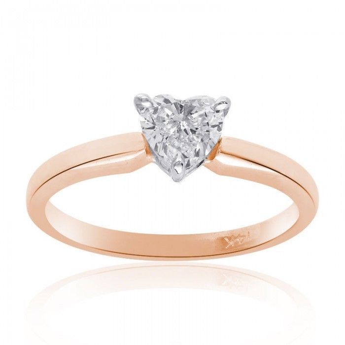 Primary image for 0.50 Carat CZ Heart Shape Engagement Ring 14k Rose Gold