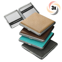 3x Cigarette Cases Assorted Color Straw Leather Portable Smoking King Flip Case - £14.36 GBP