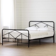 Full-Size, Matte-Black South Shore Sazena Geometric Metal Platform Bed. - $101.98