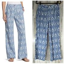 Chicos Linen Pants Size 00 Regular (30x30.5) Blue White Ikat Geometric W... - £23.17 GBP