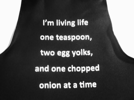 Funny Apron, I&#39;m living life one teaspoon, two egg yolks and one chopped onion.. - £23.17 GBP