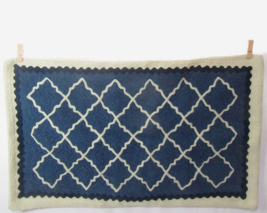 Pottery Barn Roz Crewel Embroidery Blue Woven 16x26 Decorative Pillow Cover - $54.00