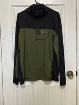 Drake Waterfowl 1/4 Zip Shirt Mens Large Black Green Pullover Base Poly Spandex - £22.00 GBP