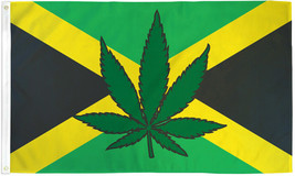 Jamaica Leaf Flag 3x5 ft Marijuana Leaves Cannabis Weed MJ MMJ Medical Jamaican - £12.53 GBP