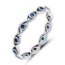 925 Silver Lucky Eye Ring Blue Crystal Crown Ring Heart Spades Black Gem Ring fo - £11.40 GBP