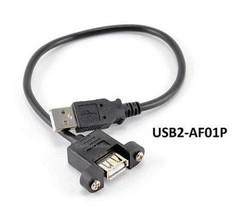 1ft. USB 2.0 A Male to A Female Molded Panel Mount Port Ext Cable - USB2-AF01P - £15.97 GBP