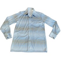 Capri David Langman Shirt Mens Large Blue Polka Dots  Disco Vintage 1970s - $36.00