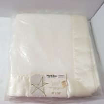 Vtg SEALED Crib Baby Blanket Cream Satin Edge USA Acrylic North Star Chatham - £42.59 GBP