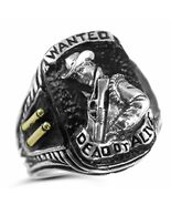 Bounty Hunter ring sterling silver Wanted Dead or Alive Lge - $90.00