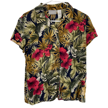Liz Claiborne Collection Button Front Hawaiian Silk Collar Shirt Floral Women 10 - £12.39 GBP
