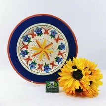 Giftcraft Mexican Sunrise Platter 11 1/2&quot; Blue Band Flowers 2003 - £19.31 GBP