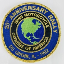 BMW Motorcycle Patch BMW MOA 1992 20th Anniversary Rally Du Quoin Illinois VTG - £11.62 GBP