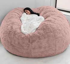 Large Round Soft Fluffy Faux Fur Beanbag Lazy Sofa Bed Cover For Living, 5Ft). - $76.98