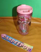 Starbucks 2008 Pink Insulated Beverage Drink Tumbler With Leaf Floral Pattern - £38.69 GBP