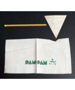 Pam Pam Restaurant Paris France Vtg Advertising Ephemera Swizzle Napkin ... - $19.99