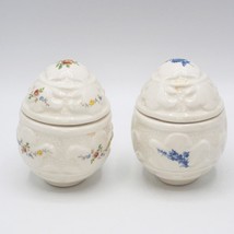 Pair of Porcelain Egg Shaped Lidded Vessels - £27.37 GBP