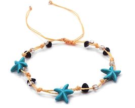 Mia Jewel Shop Starfish Bead Chip Stone String Adjustable Pull Tie Anklet - Wome - £13.00 GBP