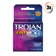 3x Pack Trojan Fire & Ice Dual Action Lubricated Latex Condoms ( 3 Per Pack ) - £12.32 GBP