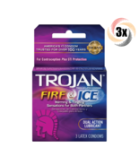 3x Pack Trojan Fire &amp; Ice Dual Action Lubricated Latex Condoms ( 3 Per P... - $22.07 CAD