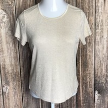 Covington Petite Classy T-Shirt Blouse ~ Sz MP ~ Gold Beige ~ Short Sleeve - $15.29