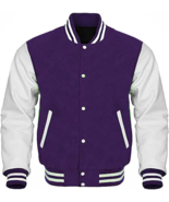 Unisex Leather Varsity Jacket Letterman Baseball Basketball Sports Colle... - £78.17 GBP