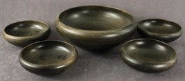 IMPERIAL Mid Century Modern Woodenware Carved Wood Salad Bowl Serving Se... - $40.84