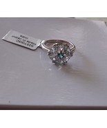 Blue Aquamarine Trillion &amp; Neon Apatite Round Ring, 925 Silver, Size 8, ... - $137.20 CAD