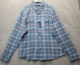 Lucky Brand Shirt Mens Large Multi Plaid Flannel Chest Pocket Classic Fit Collar - $23.12