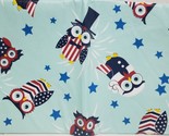 Flannel Back Vinyl Tablecloth 60&quot; Round, AMERICAN PATRIOTIC OWLS &amp; STARS,AP - £11.83 GBP