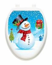 Toilet Tattoos Snowman With Gift  Cap Vinyl Removable Christmas  Lid Decor - $20.57