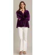NWT Umgee L Eggplant Purple Velvet High Waist Babydoll Pullover Top Oversized - $34.75