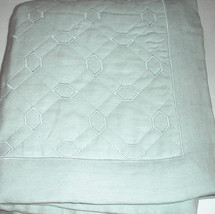 Sferra Nicola Standard Pillow Sham Silver Sage Italian Linen Octagonal Quilt New - $35.90