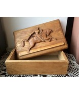 Vintage Wooden Box w/ Horse bas-relief, Rare Russian Antique box / Organ... - £94.39 GBP