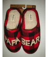 Dearfoams Men&#39;s Memory Foams Slippers Black/Red Buffalo Check Papa Bear ... - $545.28 MXN