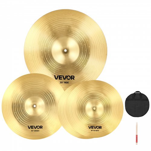 Cymbal Pack, 3 Pieces Cymbals for Drum Set, Alloy Cymbals Drum Set Includes 14-