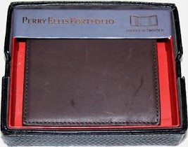 Perry Ellis Mens Portfolio Brown Double ID Twofold Wallet MSRP $49.50 - £26.28 GBP