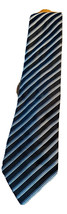 Geoffrey Beene Silk Tie Navy Blue Black Gray White Stripes - £5.08 GBP