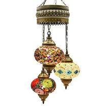 LaModaHome Mosaic Chandelier,Mosaic Lamp,Turkish Lamp,Moroccan Lantern - £85.39 GBP