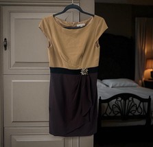 Sandra Darren Dress Womens Size 8 Brown Cap Sleeve Retro Vintage Neutral - $27.72