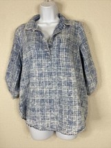 Altar&#39;d State Womens Size XS Blue Check Pocket Popover Blouse 3/4 Sleeve - £7.98 GBP
