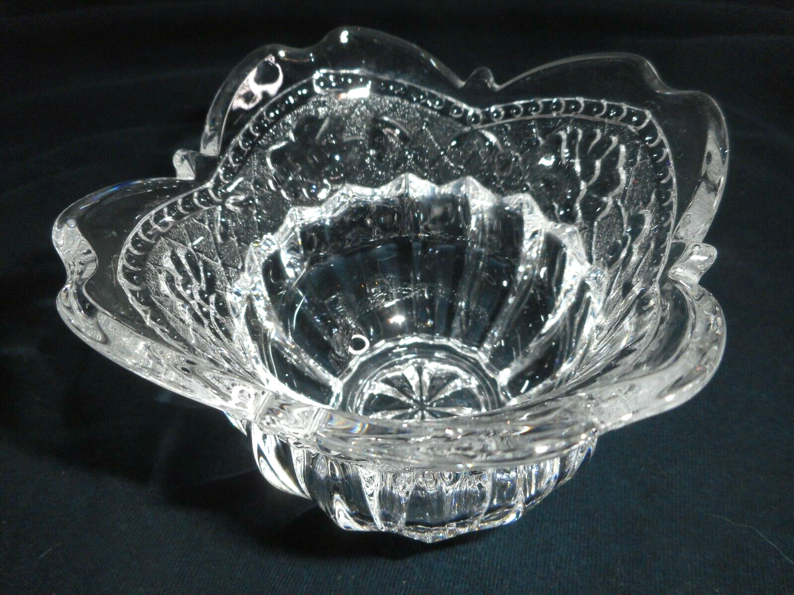 Studio Nova Floral Lace Votive Candleholder Clear Cut Glass Scalloped Top 3 1/4" - $20.99