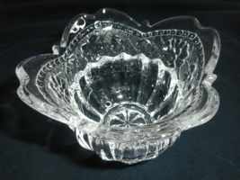 Studio Nova Floral Lace Votive Candleholder Clear Cut Glass Scalloped Top 3 1/4&quot; - £16.48 GBP
