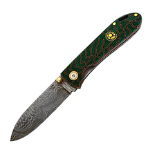 Kam Knife – T20 - Damascus Steel - Green G Micarta Handle - Knife - $136.43