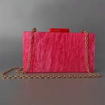 Hot 2023 Fuchsia Acrylic Clasp Mirror Inside Women Day Clutches  Evening Party W - £88.79 GBP