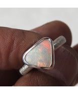 Natural Australian Coober Pedy Solid Opal Sterling Silver Ring - $134.99